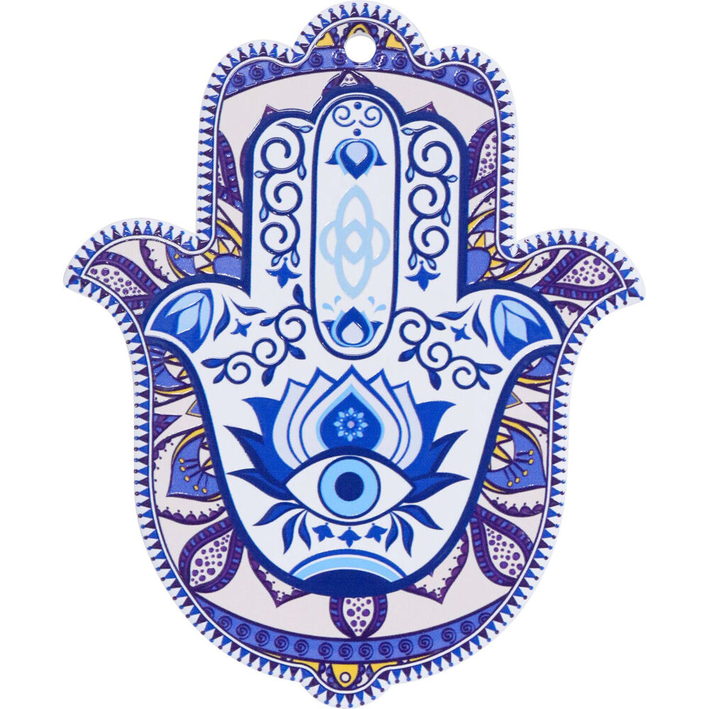 LVD 15x1x19cm Blue/White Ceramic Home Decorative Hamsa Hand 1 Wall Art