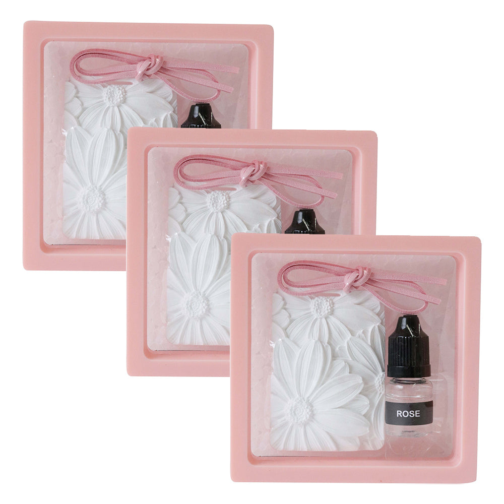 LVD 21cm Ceramic Scented Hanger Home/Office Wardrobe Hanging Fragrance Rose (3 Pack)