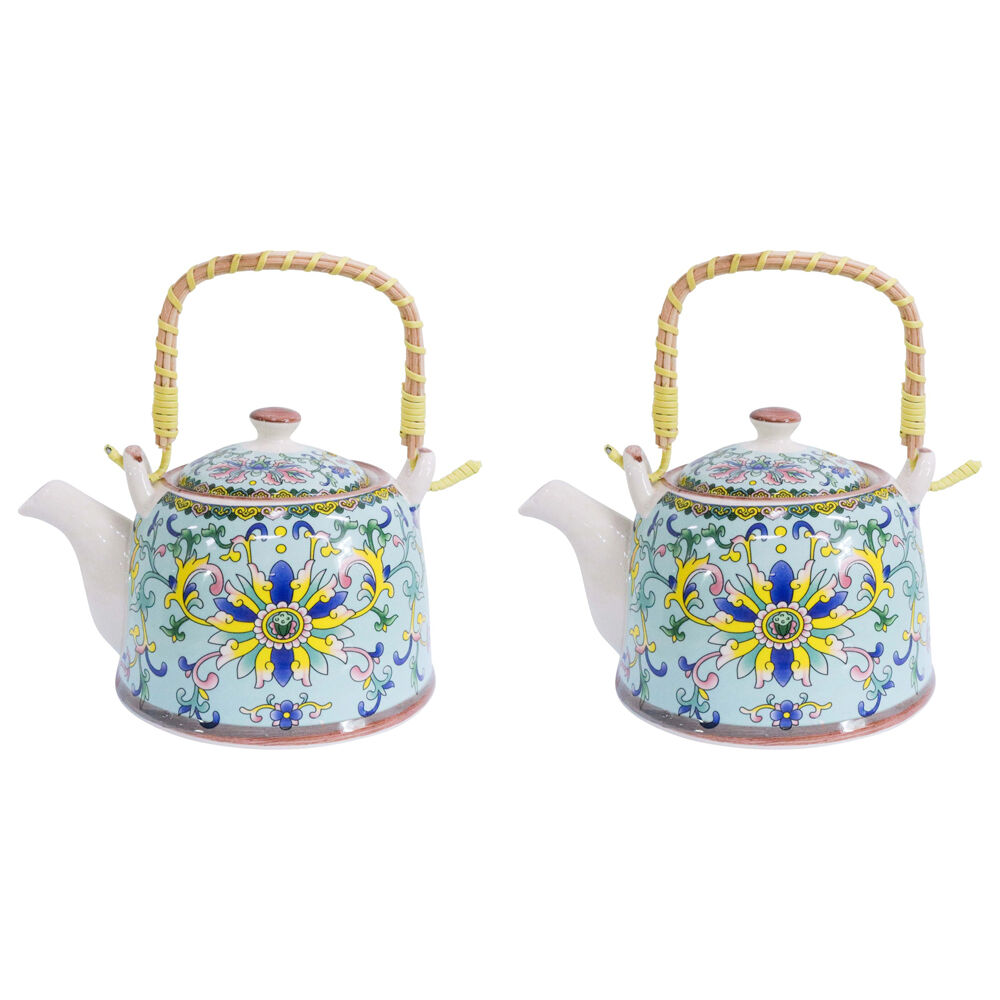 LVD Ceramic Motif Design Decorative Kitchen Teapot 17x19cm Multicoloured (2 Pack)
