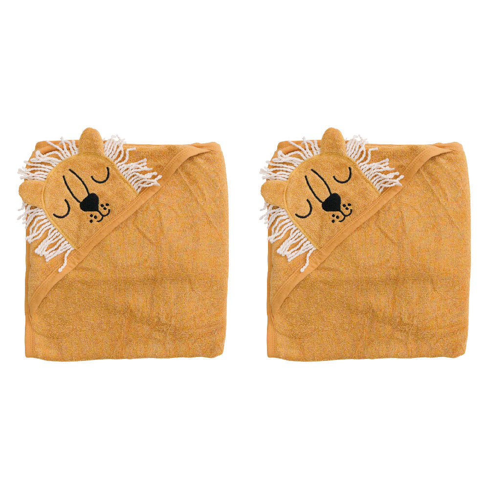 LVD 90cm Baby/Toddler Soft Hooded Lion Bath Towel Brown (2 Pack)