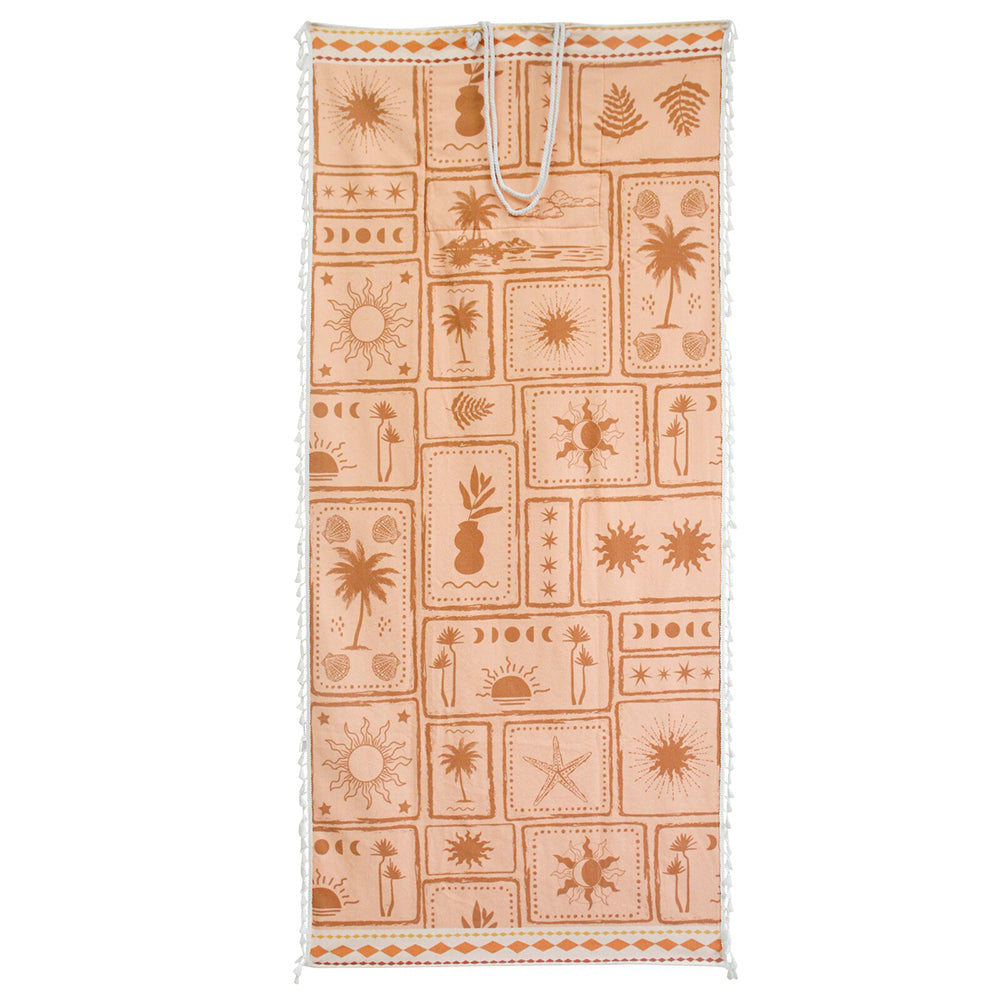 LVD Beach Towel With Portable Carry Chic Tote Bag Postcard Microfibre 180cm (2 Pack)