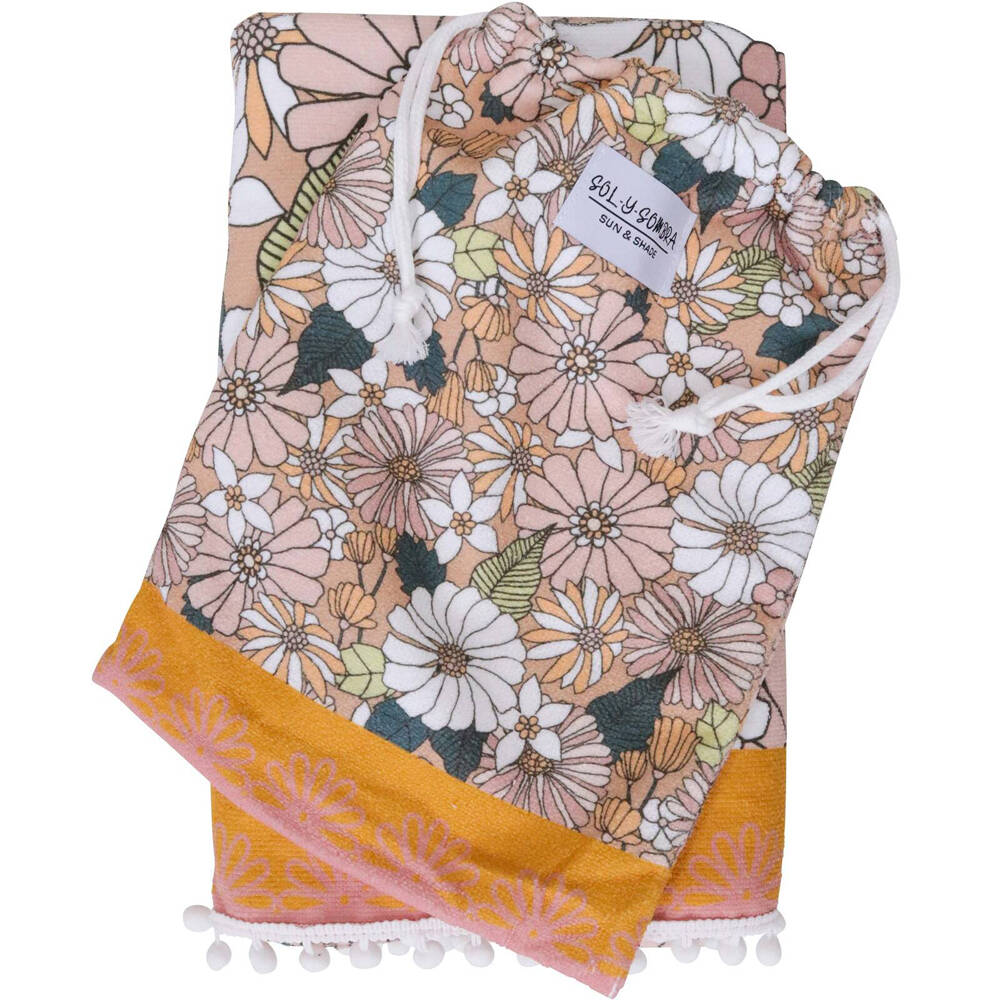 LVD Microfibre Kids Poncho Absorbent w/ Bag & Hood Floral Pattern 70cm Roxy — image 2