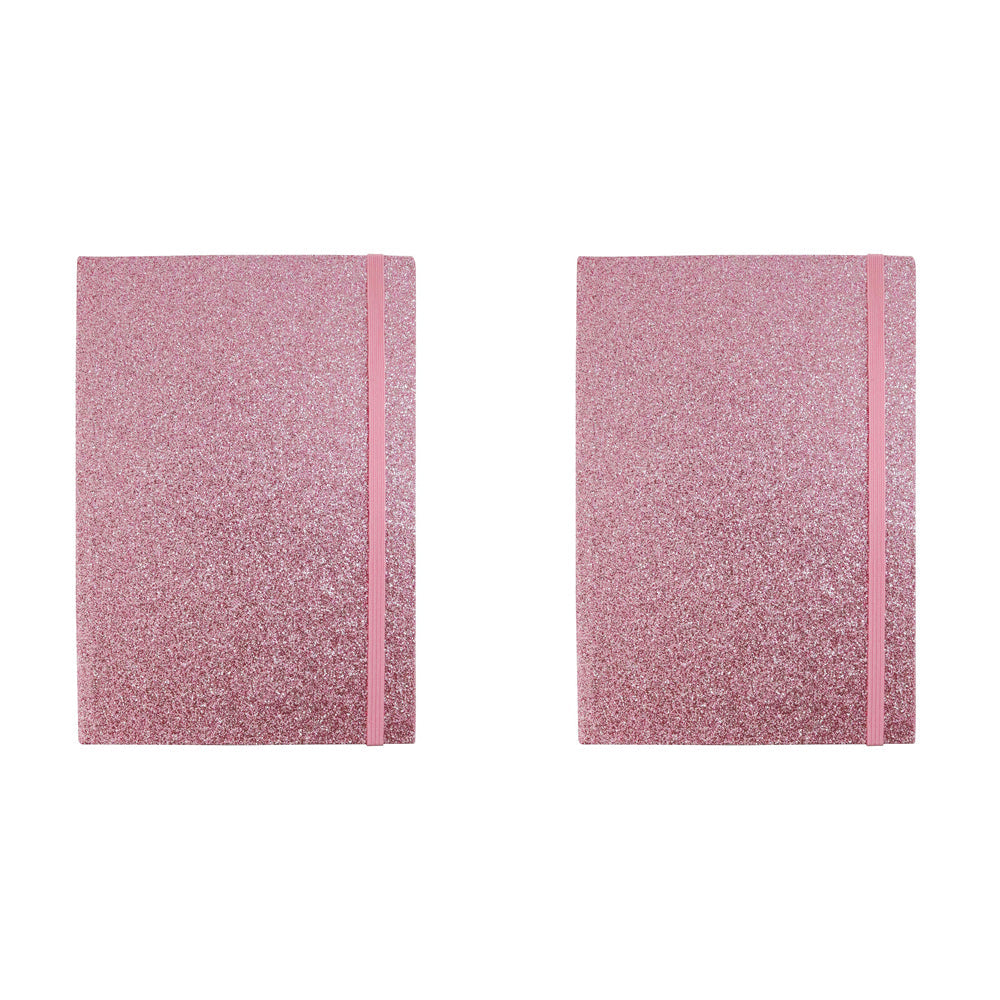 LVD 21cm Notebook A5 Journal/Note Writing Stationery 80 Pages Glitter Rose (2 Pack)