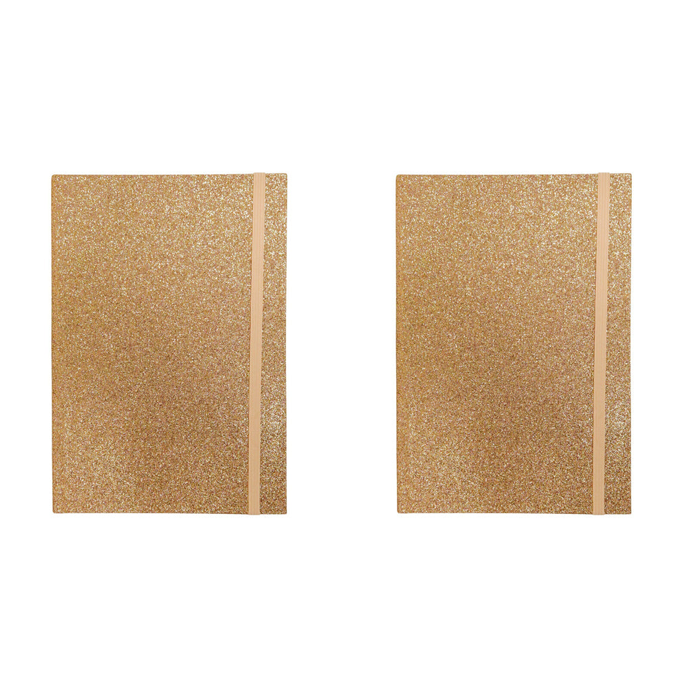 LVD 21cm Notebook A5 Journal Writing Stationery 80 Pages Glitter Champagne (2 Pack)