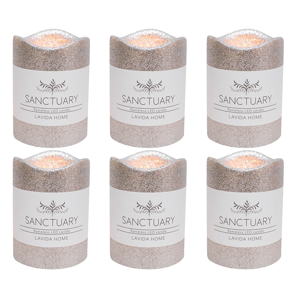 LVD Flameless Candle Small Silver Decorative Home/Lounge Tabletop Decor 10cm (6 Pack)