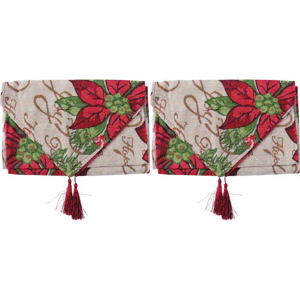 LVD 34x180cm Polyester Table Runner Poinsettia Home/Kitchen/Tabletop Decor (2 Pack)