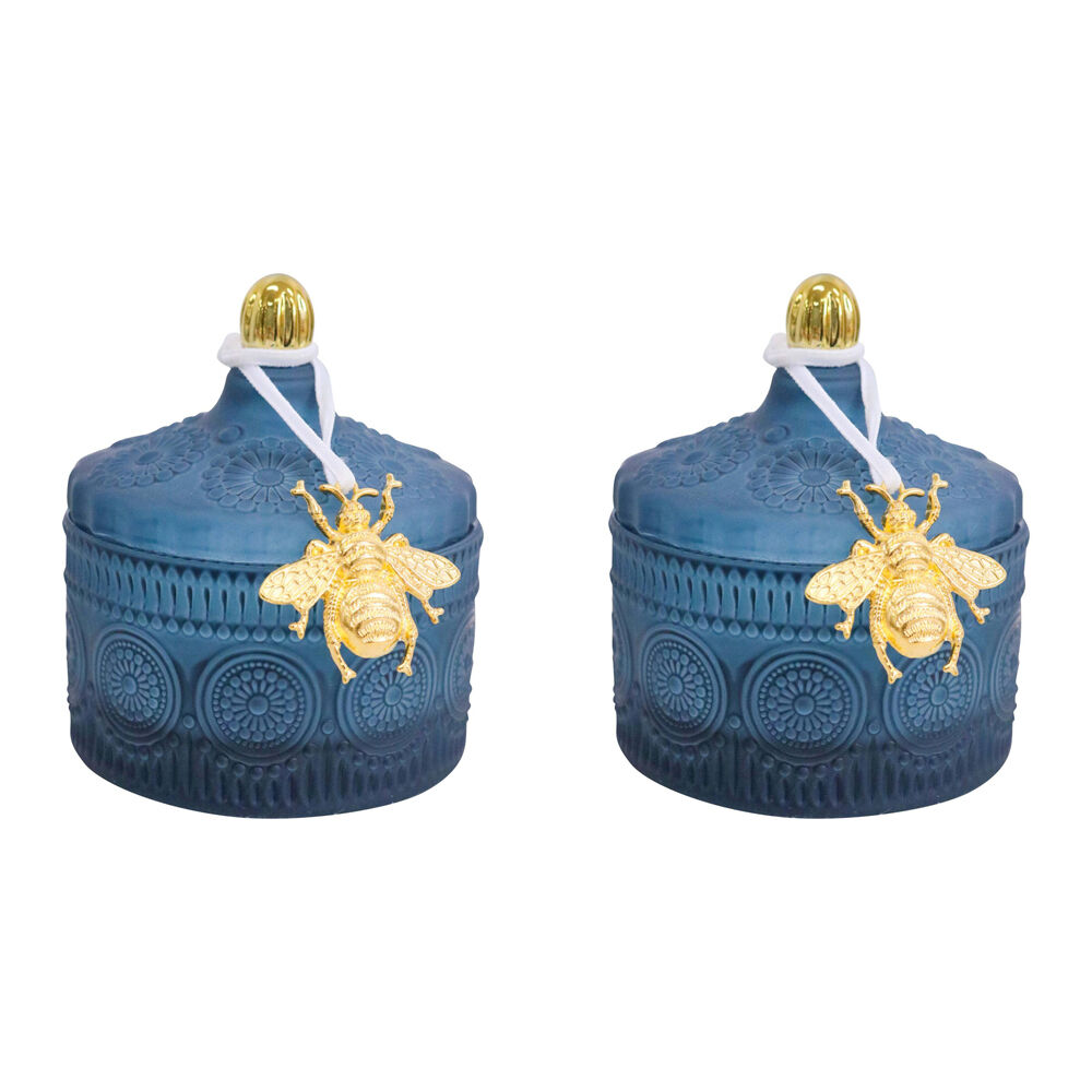 LVD Glass Chloe Trinket Box Storage Home Tabletop Decor Round 10cm Capri (2 Pack)