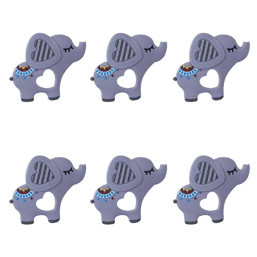 LVD Silicone Baby Teether Toy Toddler Chew Soothe Elephants 10cm Assorted (6 Pack)