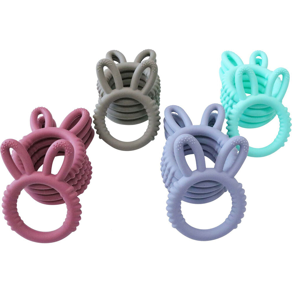 LVD Silicone Baby Teether Toy Toddler Chew Soothe Bunny Ring 10cm Assorted — image 3