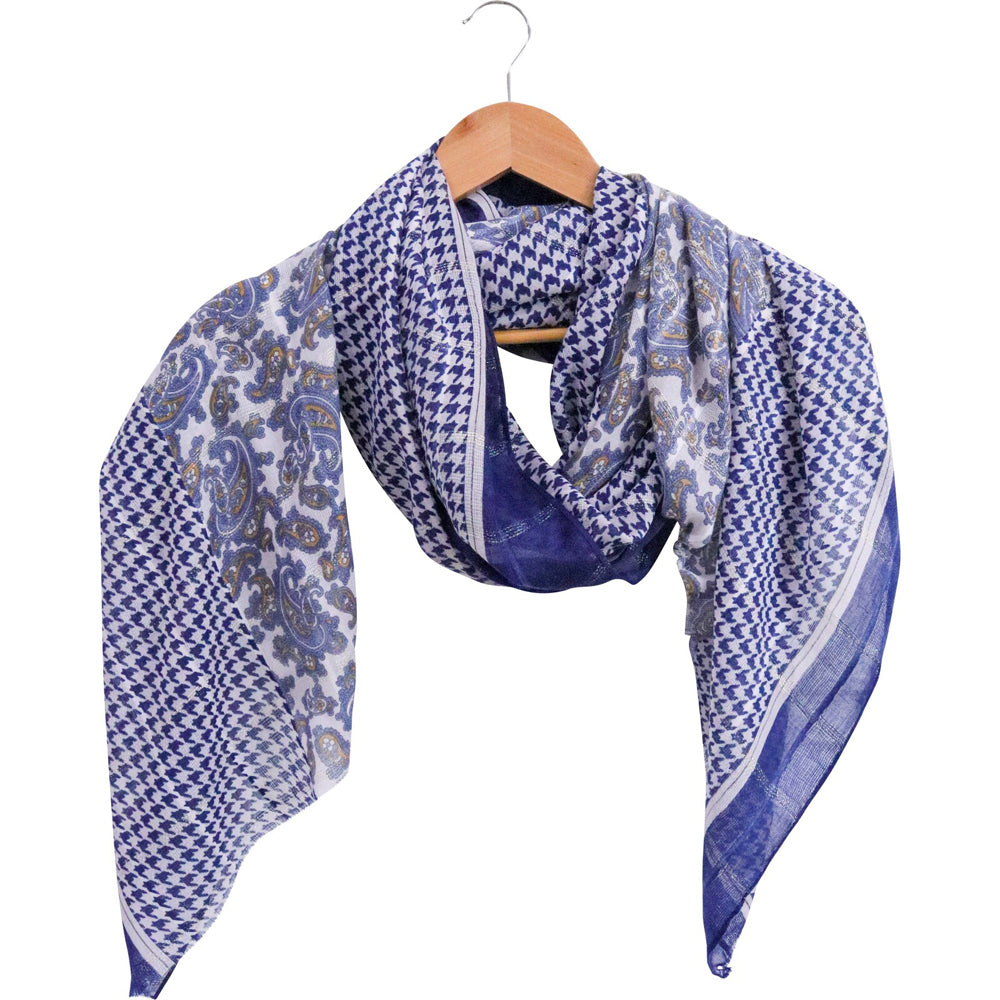 LVD Polyester Scarf Sarong Navy Paisley Theme Stylish Womens Fashion 90x180cm