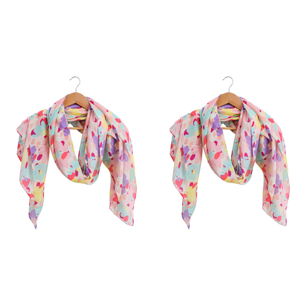 LVD Polyester Scarf Sarong Soft Floral Themed Stylish Womens Fashion 90x180cm (2 Pack)