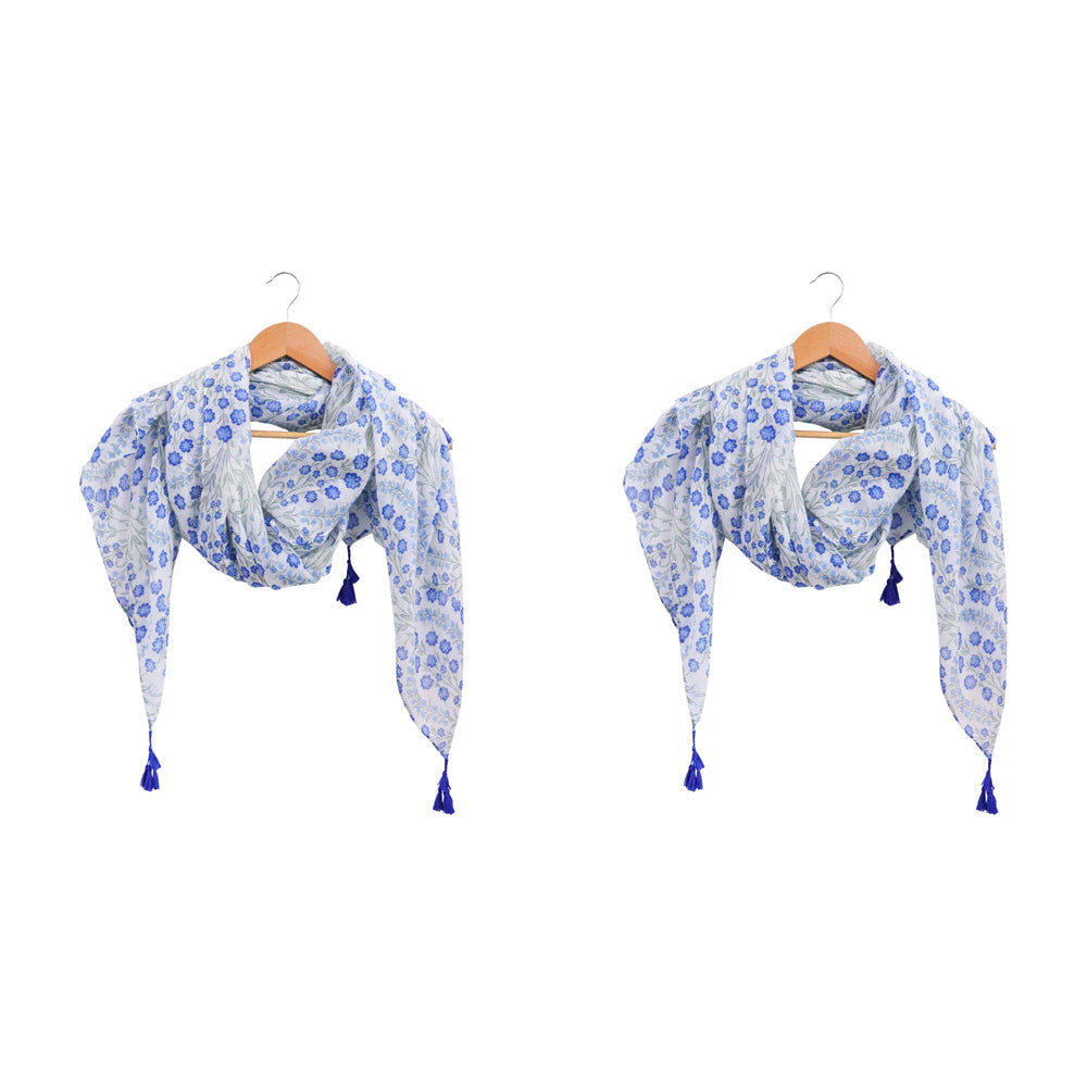 LVD Poly Scarf Sarong William Morris Themed Stylish Womens Fashion 90x180cm (2 Pack)
