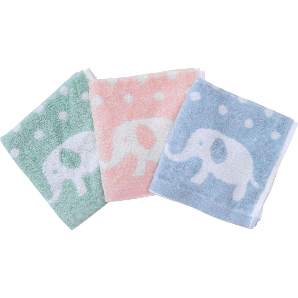 LVD Cotton Face Washer Towel Set Absorbent Bath Towelette 25cm Elephant (3 Pieces)