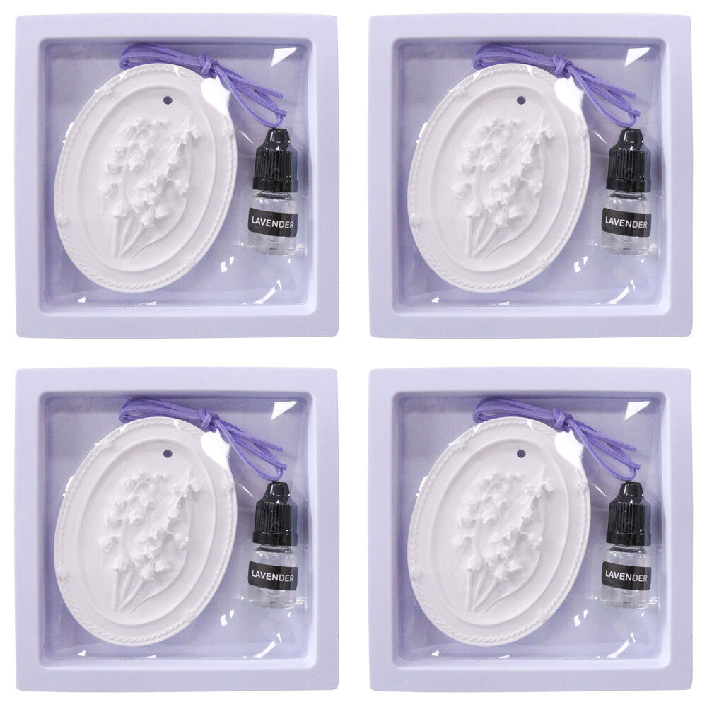 LVD Ceramic/Plastic Scented Hanger w/ Lavender Oil Wardrobe Freshener Large (4 Pack)
