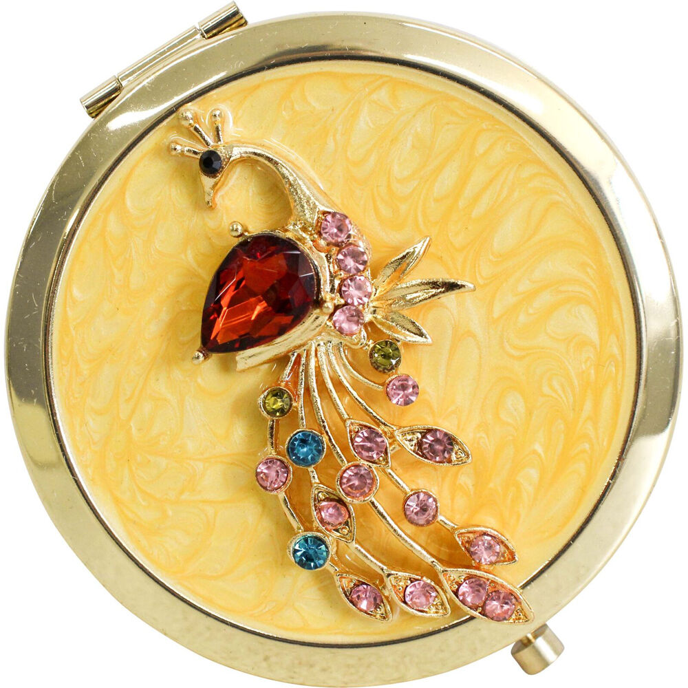 LVD Metal/Enamel Compact Makeup Mirror Pocket Womens Accessory 7cm Peacock (2 Pack) — image 2
