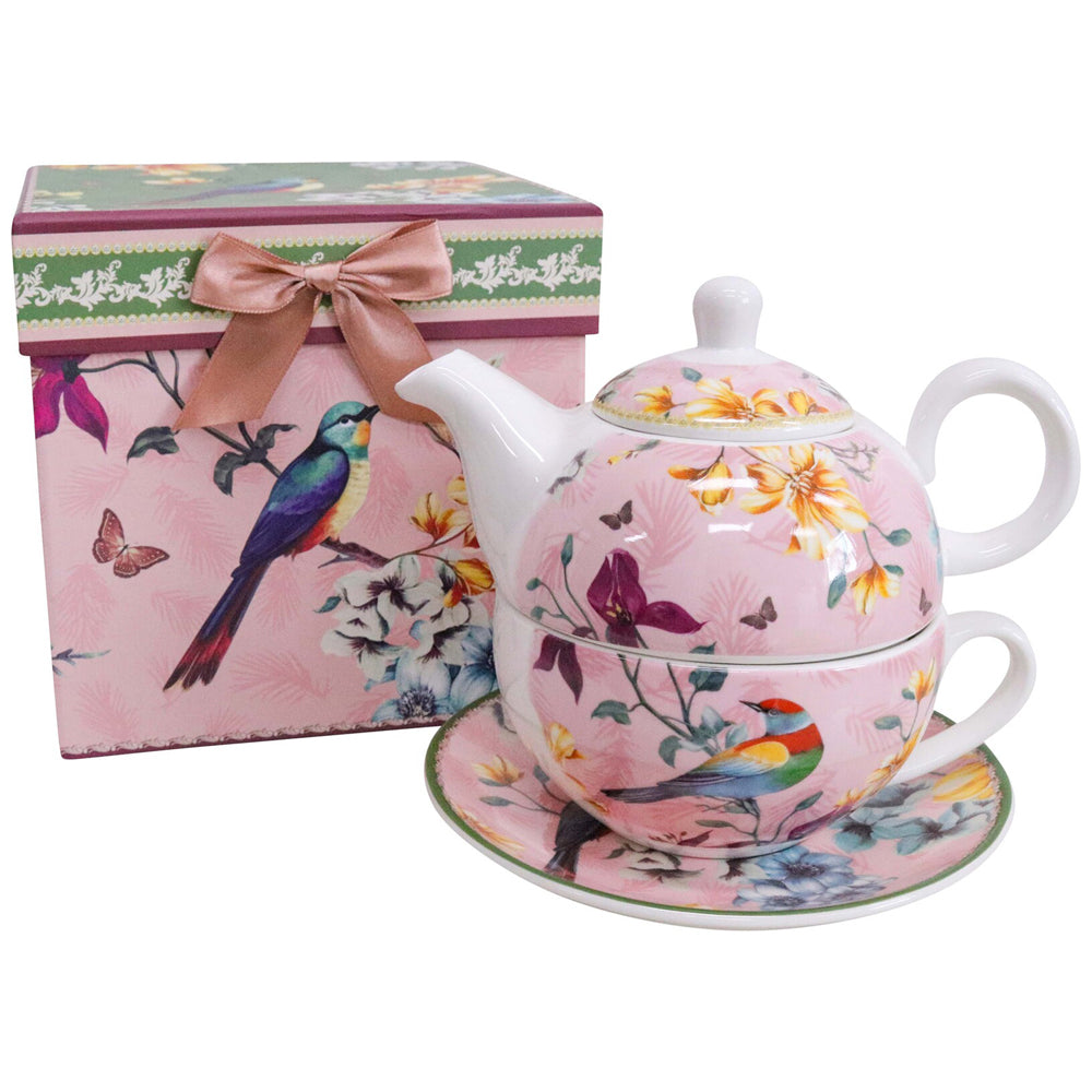 LVD Ceramic Tea Pot/Cup/Saucer Set w/Box Pretty Birds Home/Kitchen Drinkware — image 2