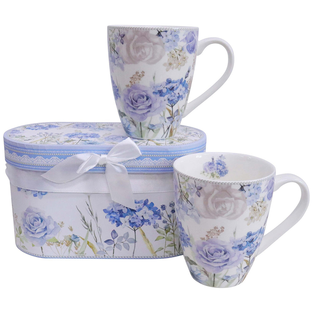 LVD Ceramic Teacups w/ Box Hydrangea Blooms Home/Kitchen Drinkware 11cm (2 Pieces)