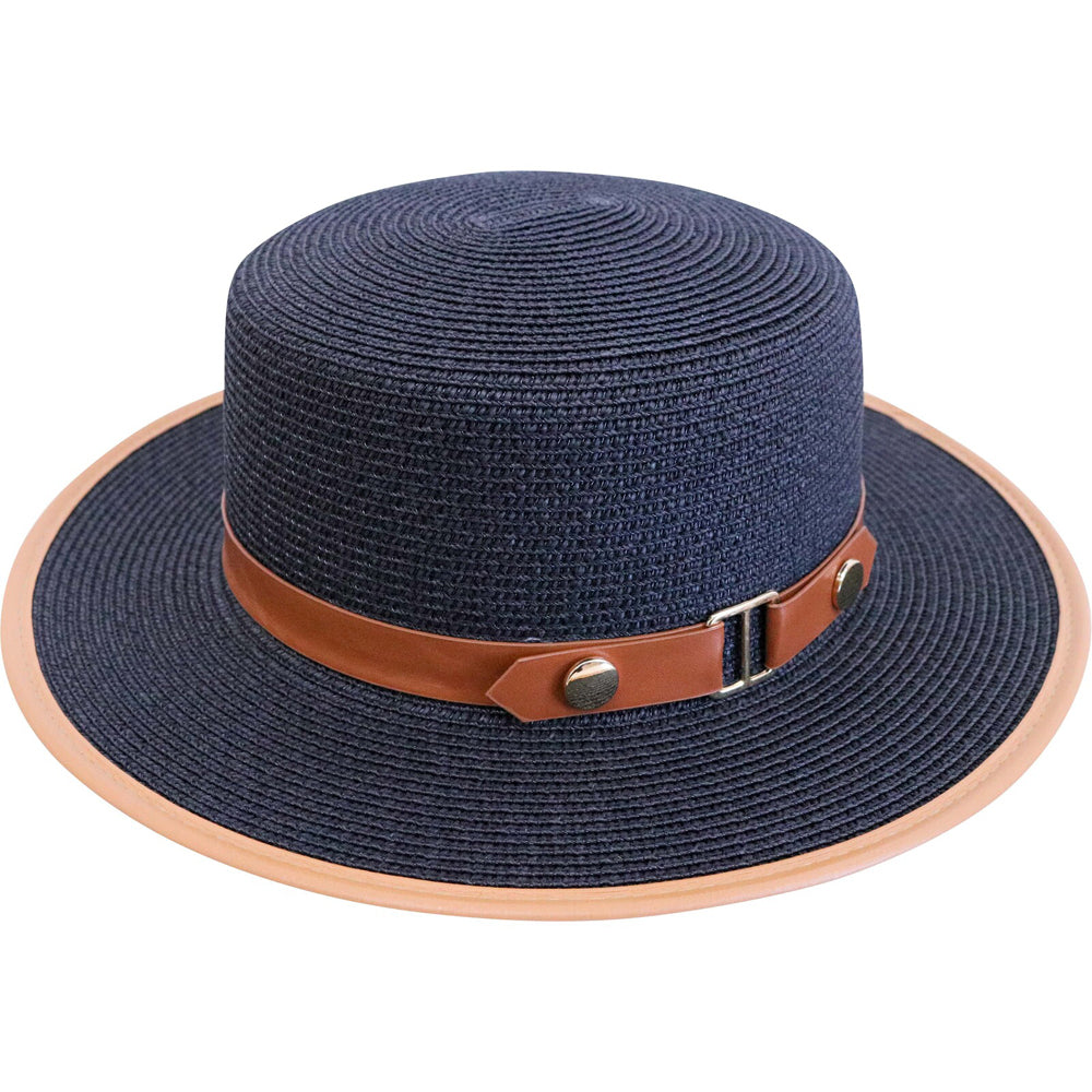 LVD Kids/Children Woven Sun Outdoor Summer Hat 33cm Brim Round Hipster Black