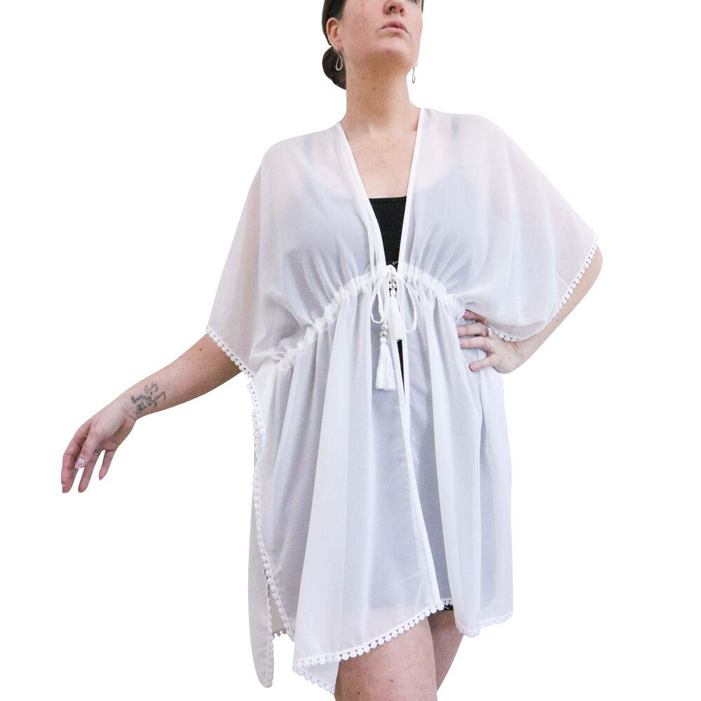 LVD 90cm/One-Size White Soft Chiffon Women's Beach Summer Draped Cover-Up — image 2