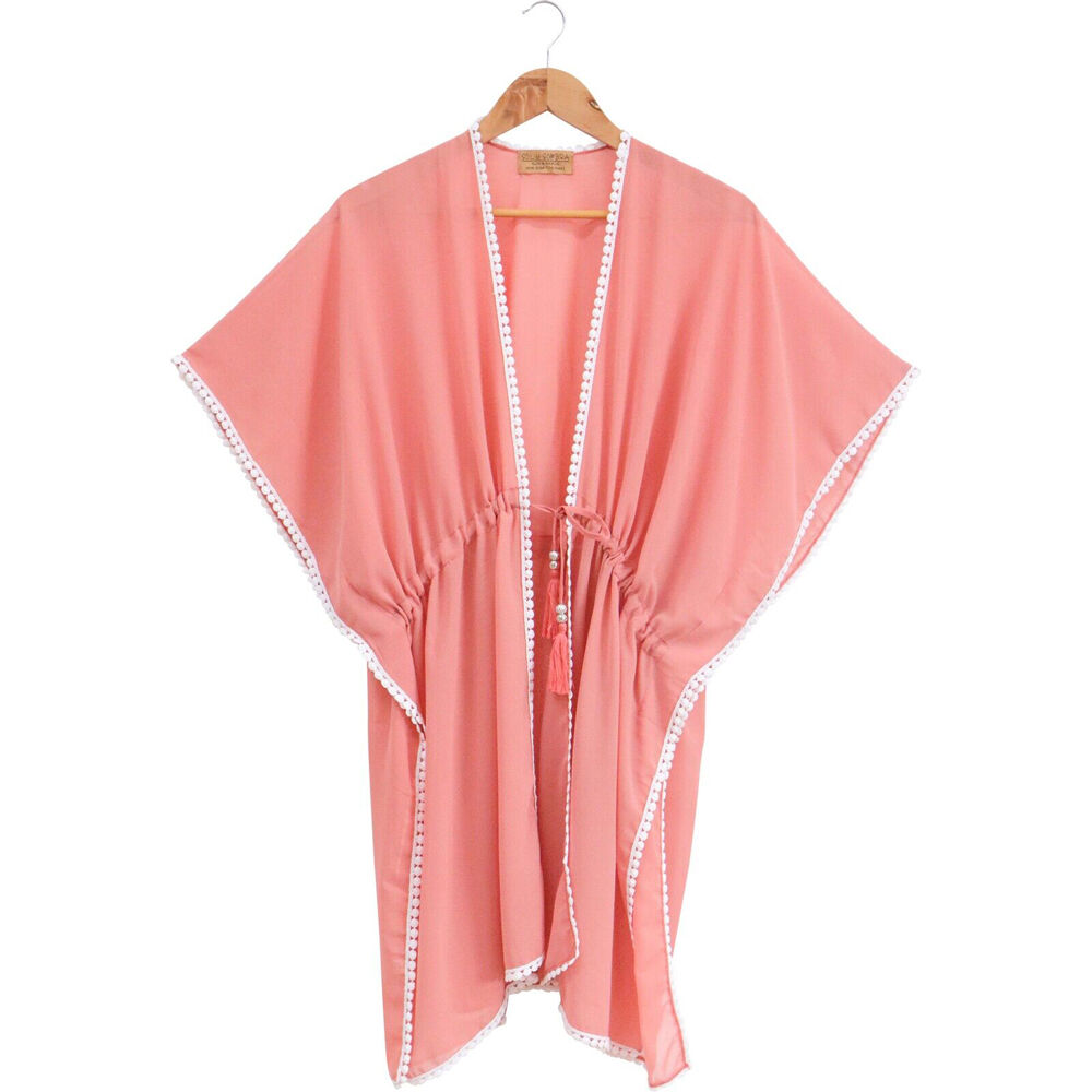 LVD 90cm/One-Size Peach Soft Chiffon Women's Beach Summer Draped Cover-Up
