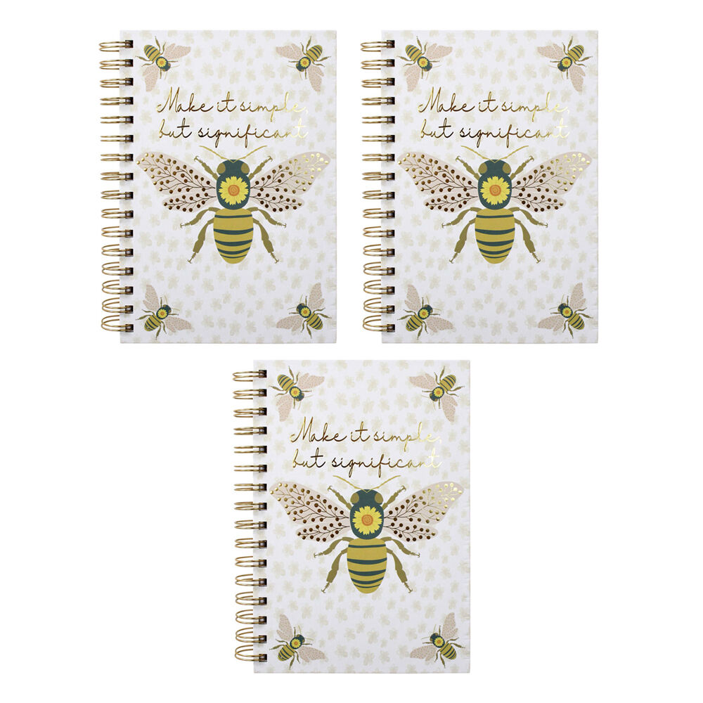 LVD Bee Significance A5 Notebook Journal/Diary Writing Stationery 15.5x21cm (3 Pack)