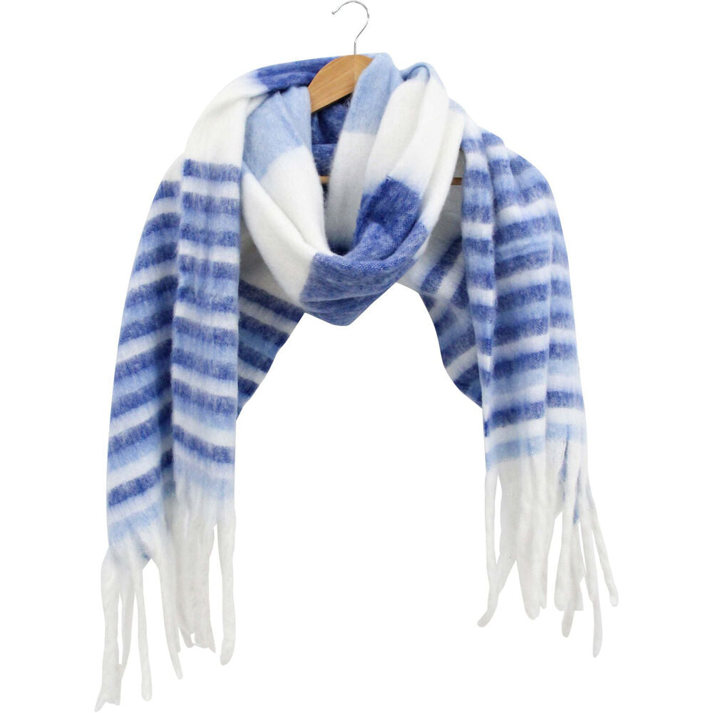 LVD 45x240cm Blue/White Women's Nautical Stripes Patterned Winter Scarf