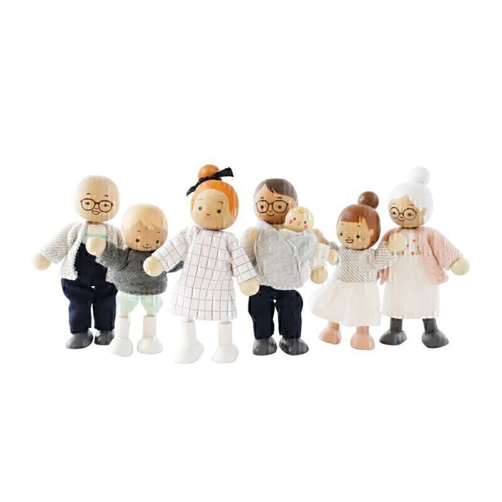 LE Toy Van Posable My Doll Family Kids/Children 10x13cm Wooden Toy 3y+ (7 Pieces)