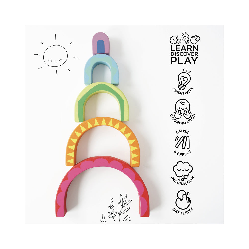 LE Toy Van Petilou Rainbow Tunnel Kids/Toddler Sensory Play Wooden Toy 12m+ — image 3