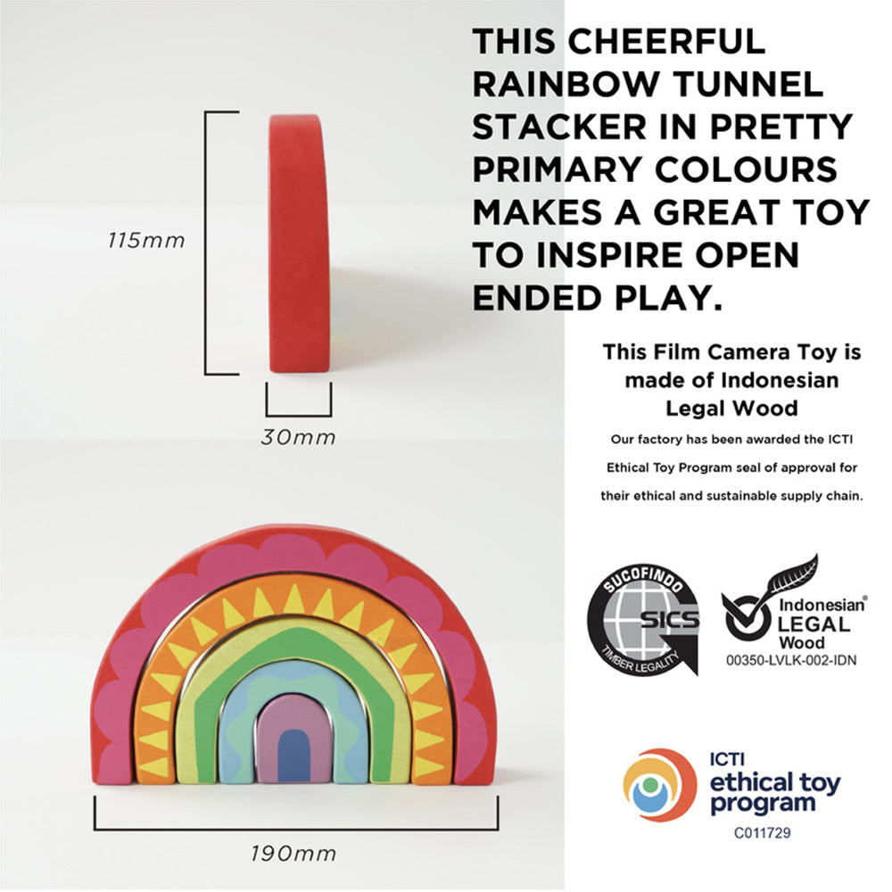 LE Toy Van Petilou Rainbow Tunnel Kids/Toddler Sensory Play Wooden Toy 12m+ — image 5