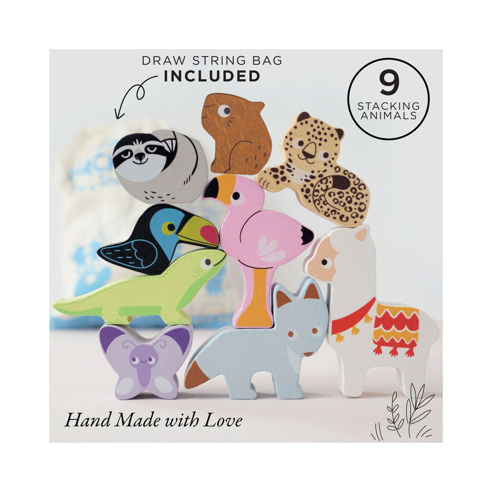 LE Toy Van Wooden Andes Stacking Animals & Bag Educational Toy 18m+ (10 Pieces) — image 2