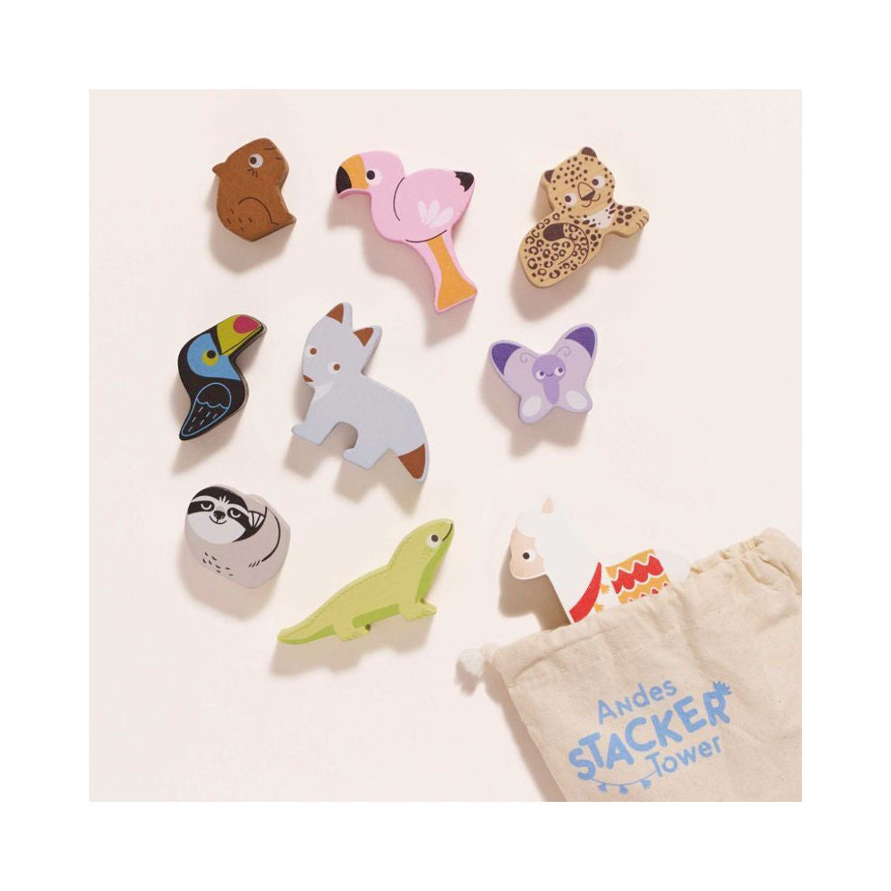 LE Toy Van Wooden Andes Stacking Animals & Bag Educational Toy 18m+ (10 Pieces) — image 6