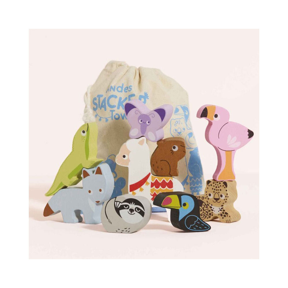 LE Toy Van Wooden Andes Stacking Animals & Bag Educational Toy 18m+ (10 Pieces) — image 7