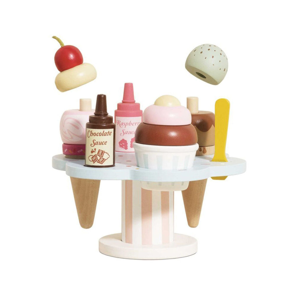 LE Toy Van Wooden Ice Cream Stand & Toppings Kids/Children Pretend Play 2y+