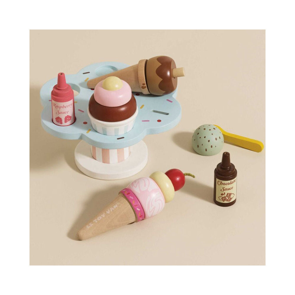 LE Toy Van Wooden Ice Cream Stand & Toppings Kids/Children Pretend Play 2y+ — image 2