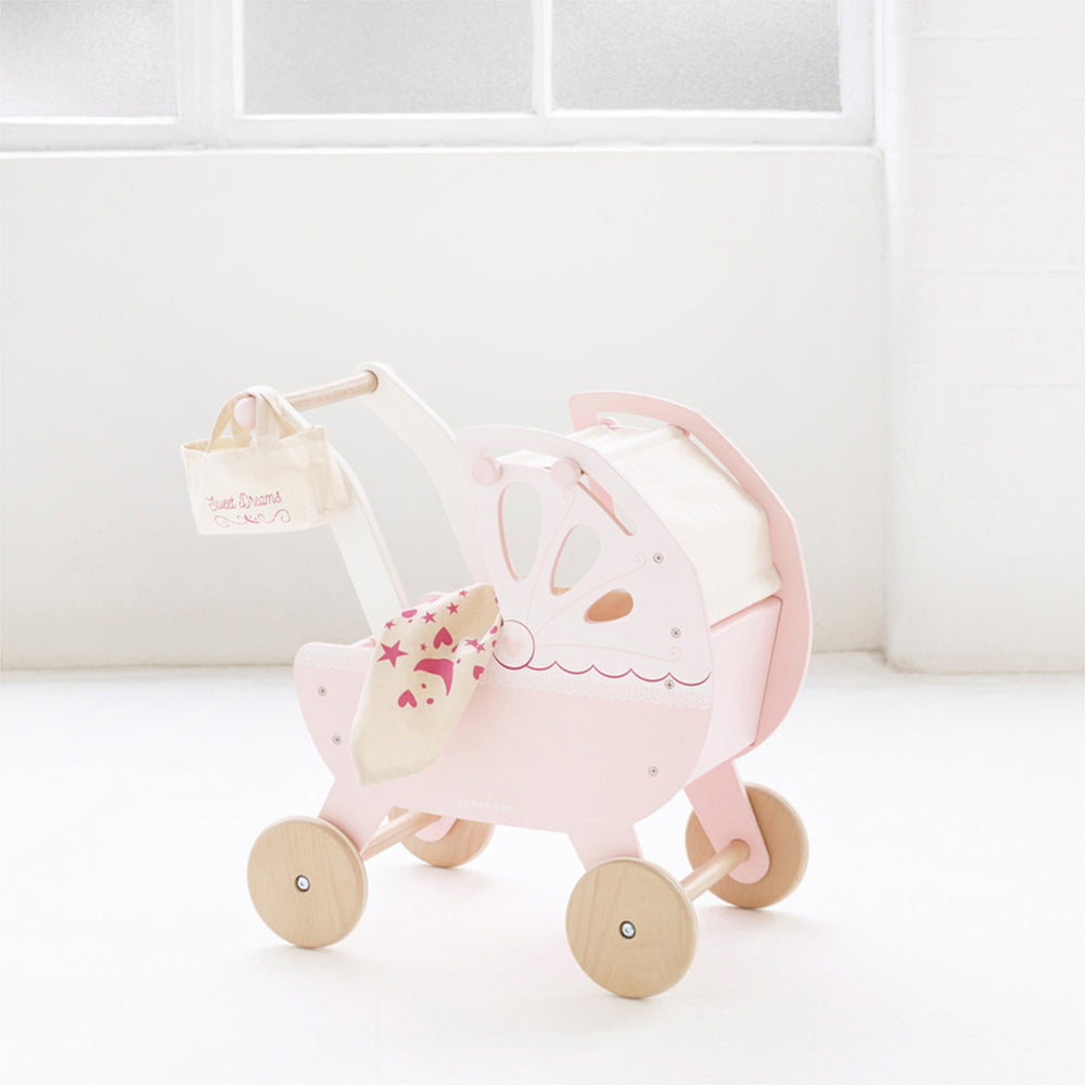 LE Toy Van Honeybake 46cm Sweet Dreams Pram Wooden Toy Pretend Play Kids 3+ Pink — image 3
