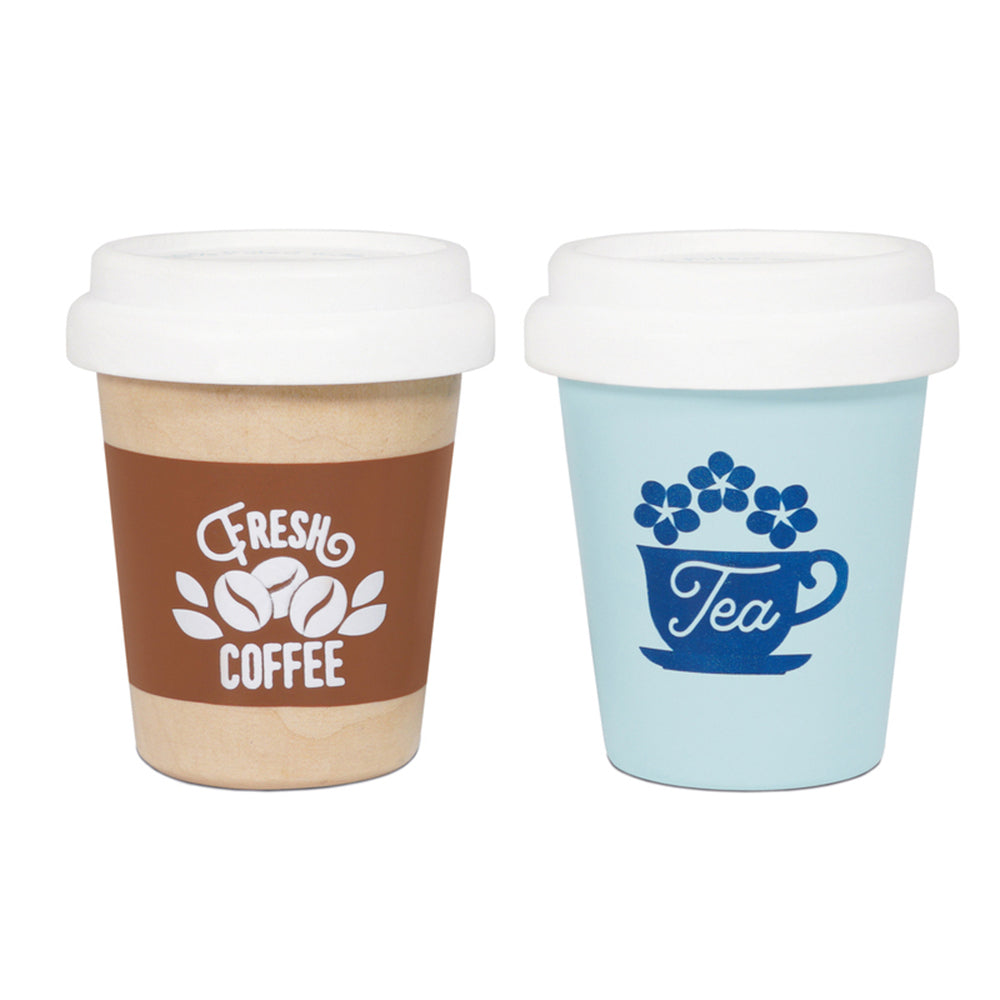 LE Toy Van Honeybake Take Away Hot Drink Cups Set 7x9cm Wooden Toy 2y+ (2 Pieces)