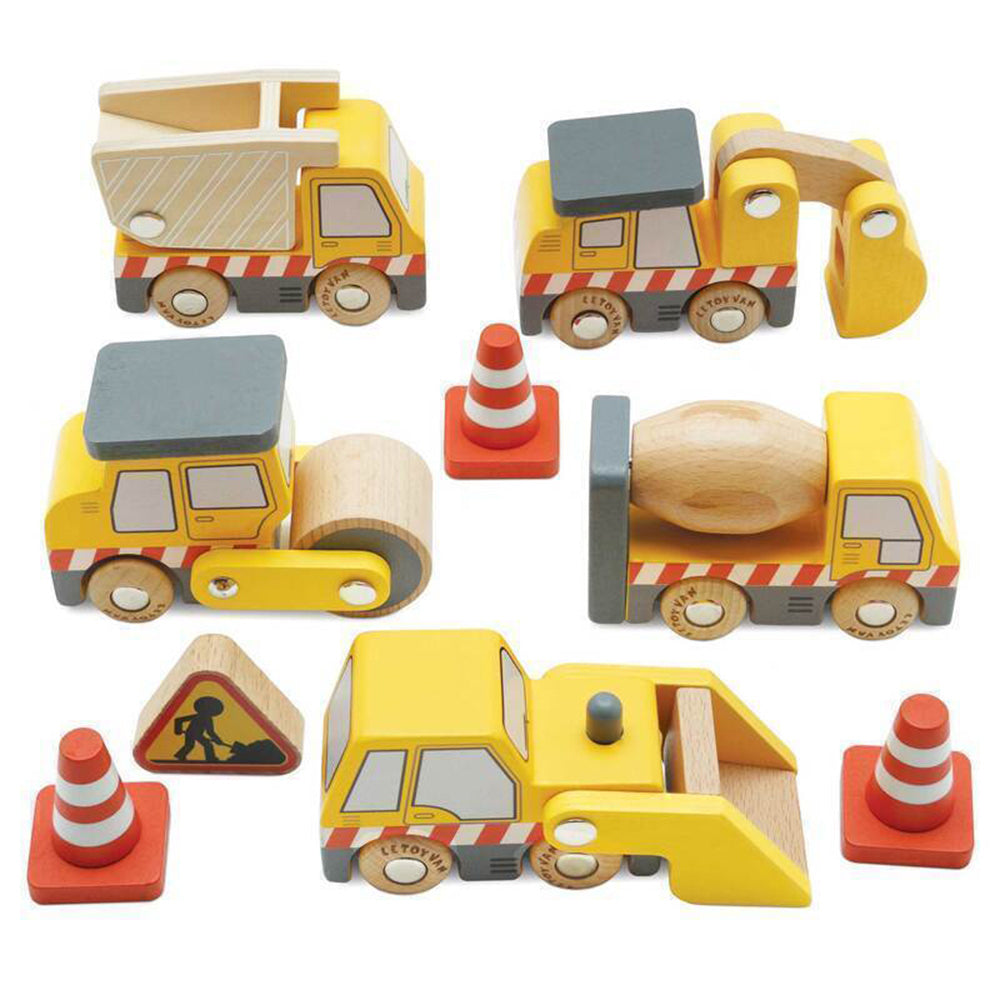 LE Toy Van Construction Set w/ Signs/Cones Kids 9x6cm Wooden Toy 2y+ (5 Pieces)