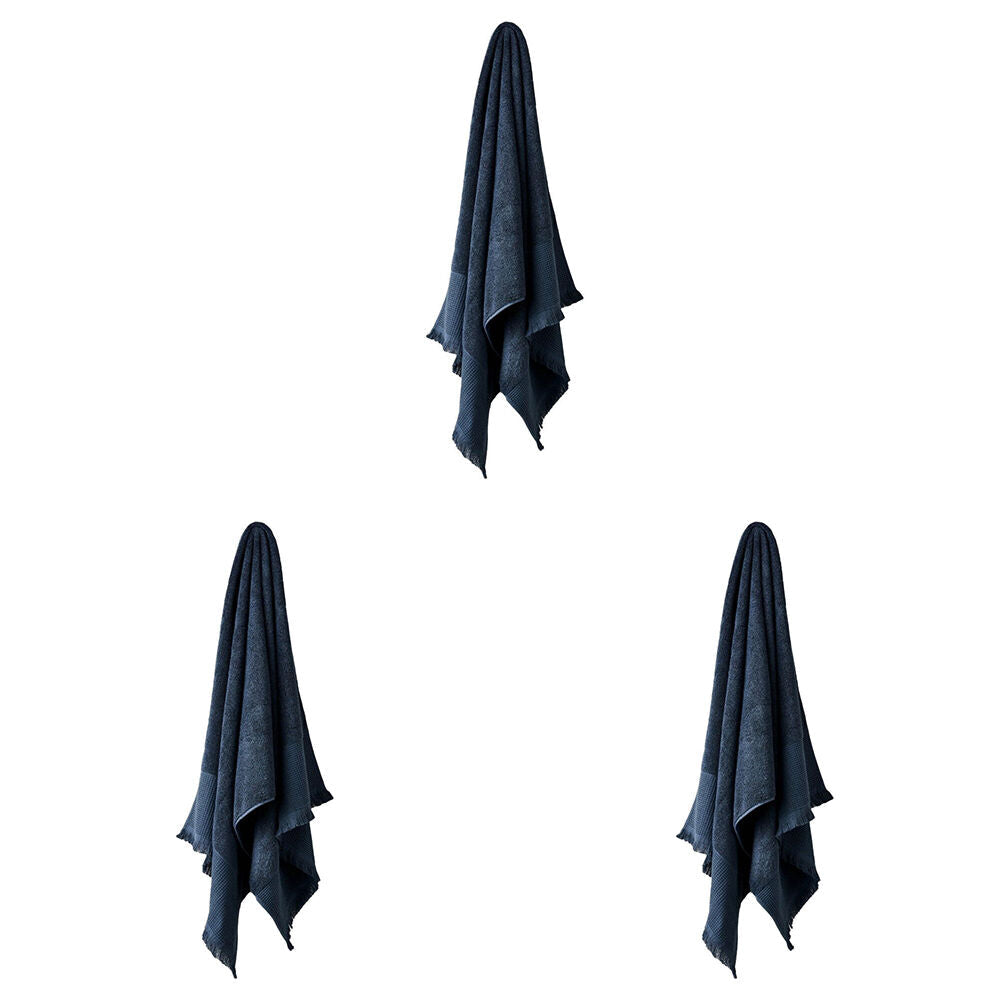 Linen House Aria Slate Cotton/Bamboo Quick Dry Soft Hand Towel 40x71cm Blue (3 Pack)