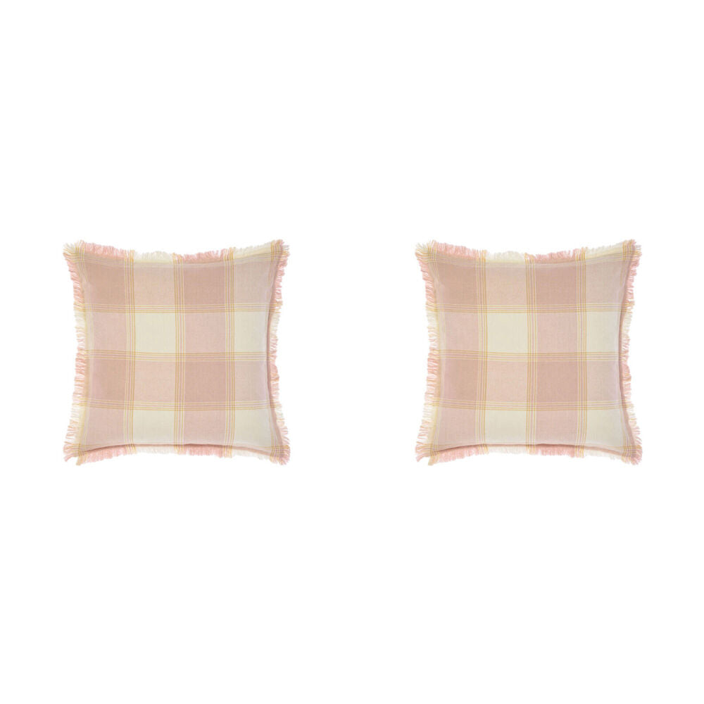 Linen House Evelina Pink Cotton Cushion Square 48x48cm Pillow Pink (2 Pack)