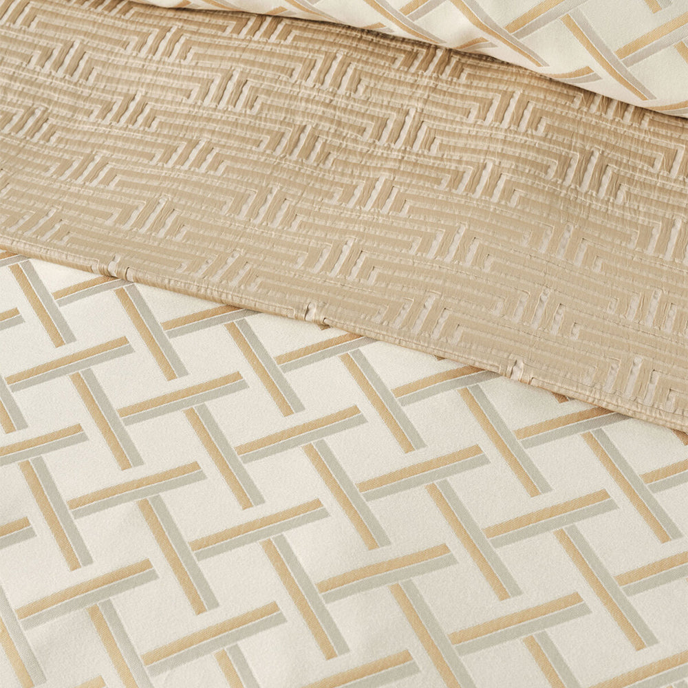 Grace BY Linen House Valeria Super King Cotton Quilt Cover/Pillowcase Champagne — image 2