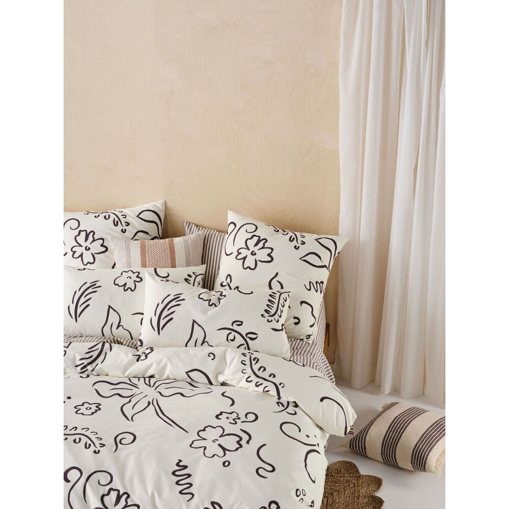 Linen House 65x65cm Kenzi Vanilla European Pillowcase Bedroom Cushion Cover — image 2