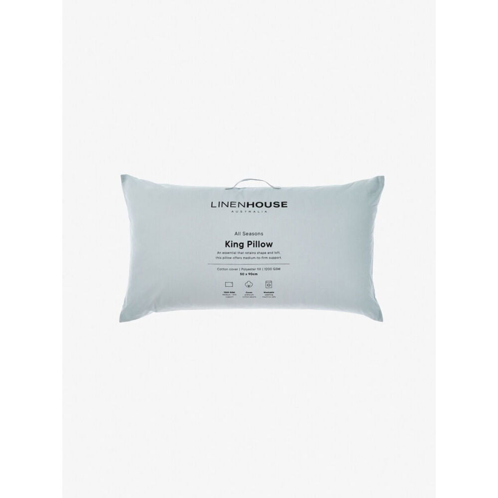 Linen House King All Seasons Bedroom Pillow Sleeping Bedding Cushion White — image 2