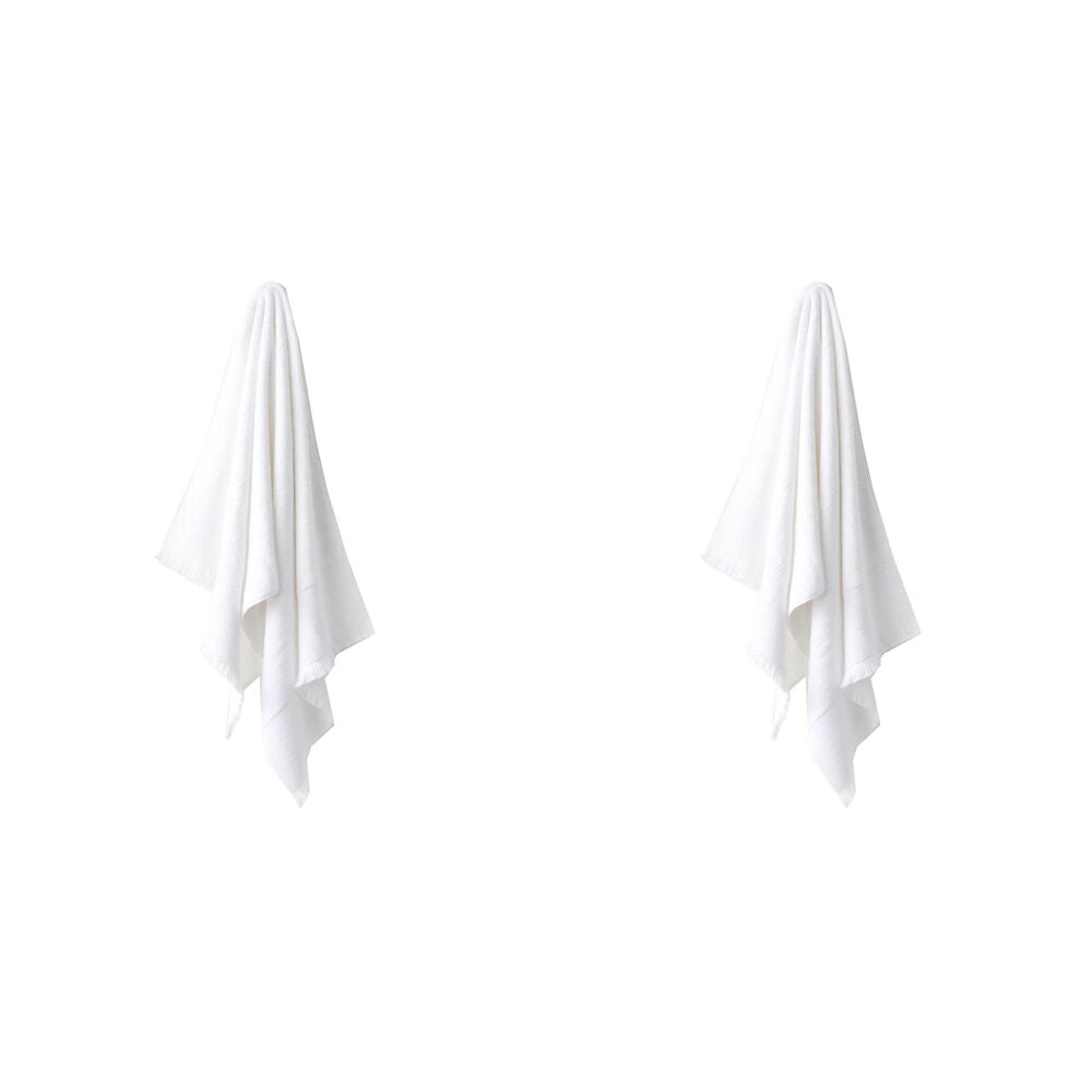 Linen House Aria Cotton/Bamboo Quick Dry Soft Bath Mat/Towel 60x80cm White (2 Pack)
