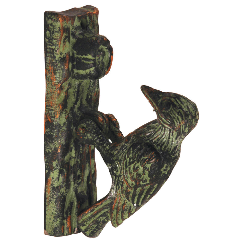 Esschert Design 16.3cm Black Outdoor Decor Cast Iron Door Knocker Woodpecker