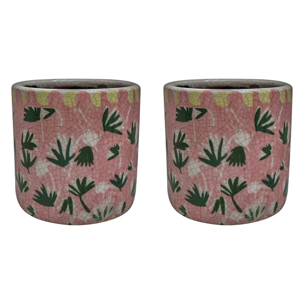 LVD Terracotta Decorative Straight Planter Pot 12.5x12.5cm Funky Pink (2 Pack)