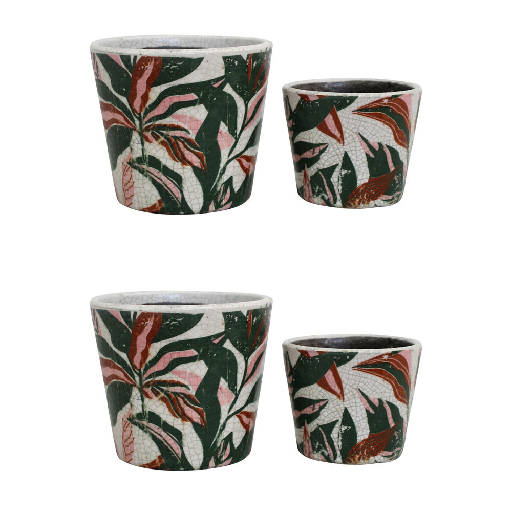 LVD 2pc LVD Terracotta Indoor Decorative Planter Set 16x14cm/12x10cm Rainforest (2 Pack)