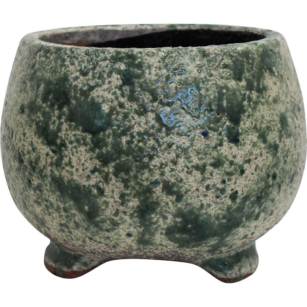 LVD 25x19cm Jade Green Terracotta Indoor Decorative Planter Pot Round