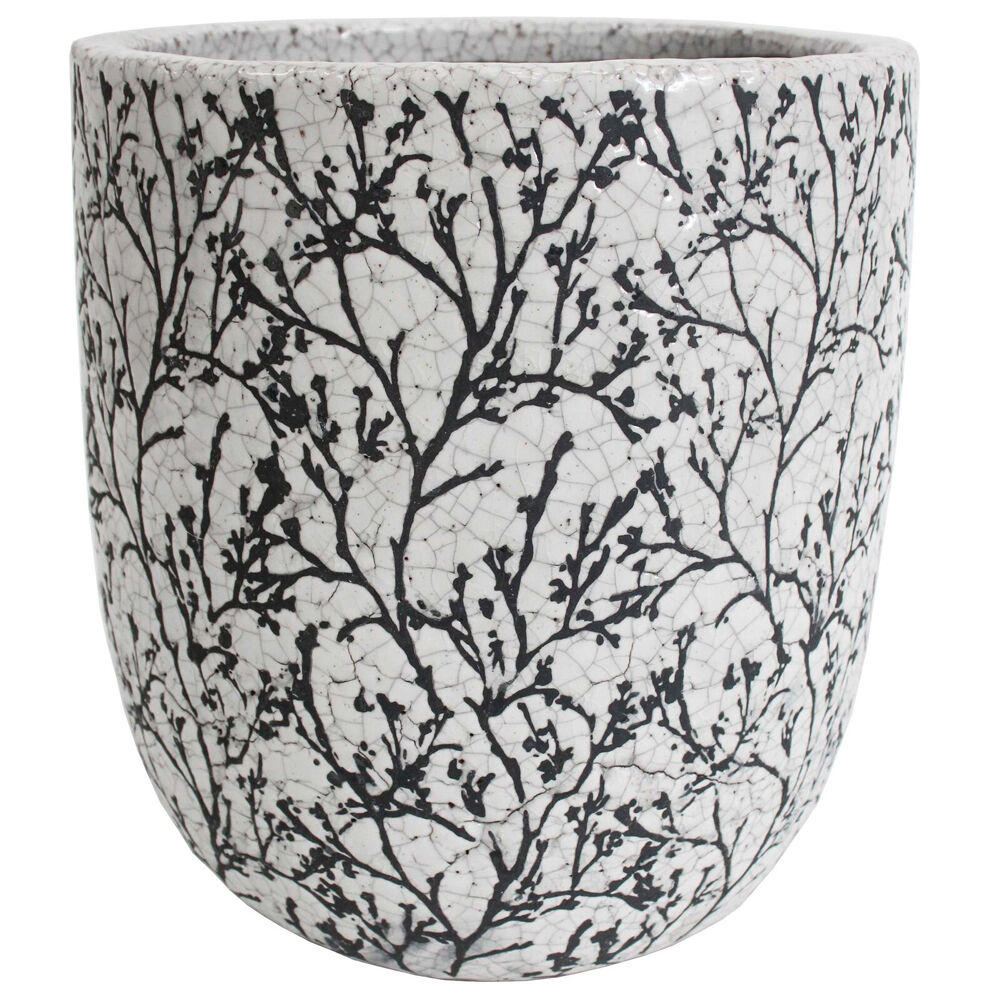 LVD 22x24cm Branching Black Terracotta Decorative Tall Planter Pot