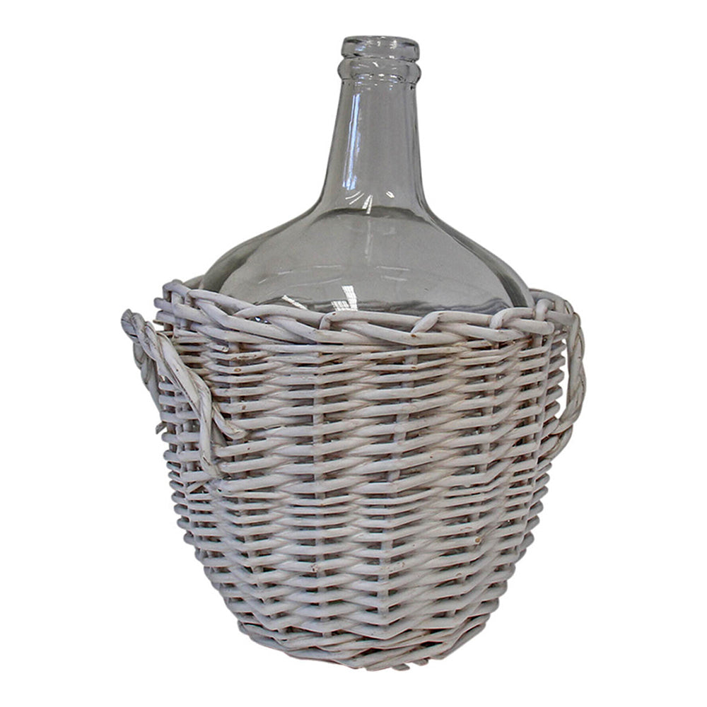 LVD Willow Glass 27cm Bottle Vase w/ Basket Flower/Foliage Pot Home Decor White