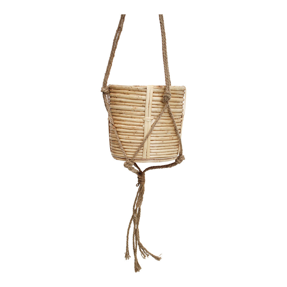 LVD Zara Straight Willow 20cm Hanging Planter Plant Basket w/ Rope Home Garden Decor